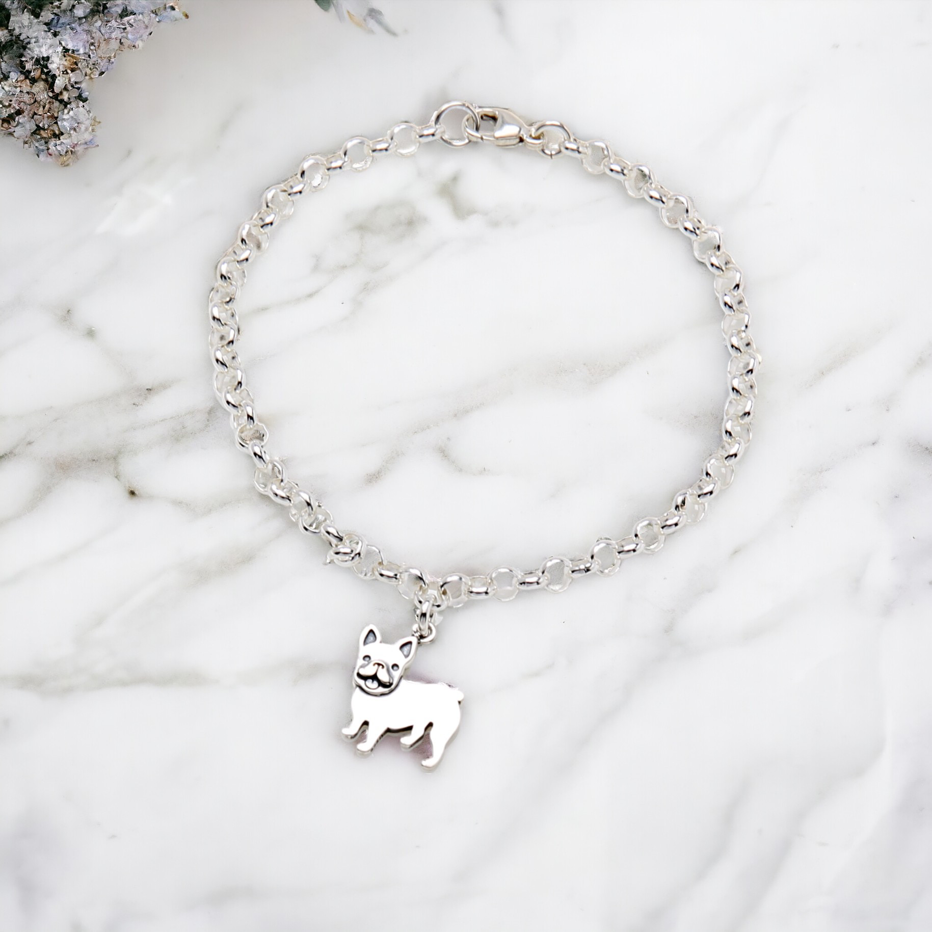 ハンドメイド フレンチブルドッグ 淡水パール ブレスレット シルバー925 犬 ハンドメイド フレンチブルドッグ ブレスレット シルバー925 淡水パール 犬