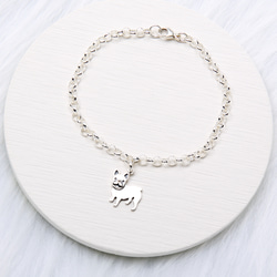 フレンチブルドッグ 犬 シルバーs925 純銀 ブレスレット  アンクレット 誕生日プレゼント　記念日とバレンタインデー 3枚目の画像