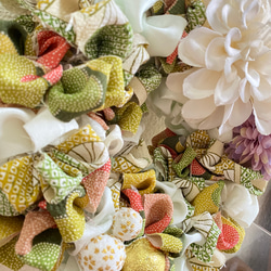 《着物リメイク》フリルリース（グリーン） 4枚目の画像