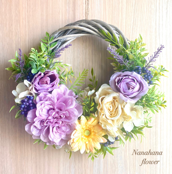 アーティフィシャルフラワーリース27cm 玄関リースフラワーリース母の日