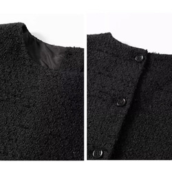 ウール混紡ノースリーブワンピース　丸襟ノースリーブワンピース　ブラック　S-XL　#507 16枚目の画像