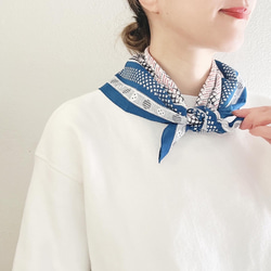 Dot & Check 大判ガーゼハンカチーフ(BLUE)プチスカーフ Dot & Check 大判ガーゼハンカチーフ(BLUE)プチスカーフ