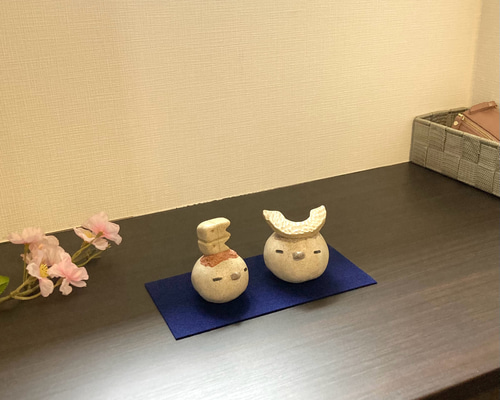 仲良しシマエナガのかわいい5月飾り/端午の節句/こどもの日の置物/陶器