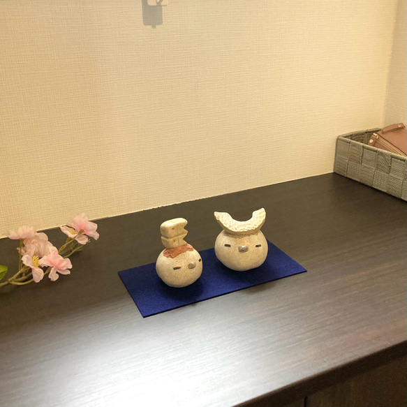 仲良しシマエナガのかわいい5月飾り/端午の節句/こどもの日の置物/陶器