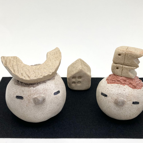 仲良しシマエナガのかわいい5月飾り/端午の節句/こどもの日の置物/陶器