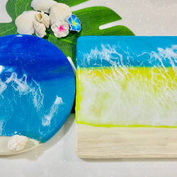 オーシャンレジンアート 波アート コースターセット(navy/light