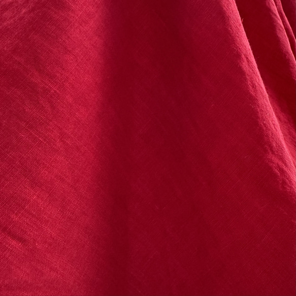 愛染リネン生地５５番手【５０ｃｍ✖１１２ｃｍ巾】フレンチリネンの児島炊きリネン赤 4枚目の画像
