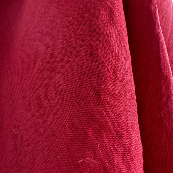 愛染リネン生地５５番手【５０ｃｍ✖１１２ｃｍ巾】フレンチリネンの児島炊きリネン赤 3枚目の画像