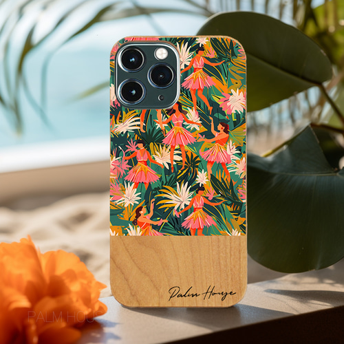 天然木♡名入れ♪TROPICAL DANCERS iPhoneケース スマホケース 木製