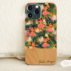 天然木♡名入れ♪TROPICAL DANCERS iPhoneケース スマホケース 木製　フラ フラダンス ハワイ 2枚目の画像
