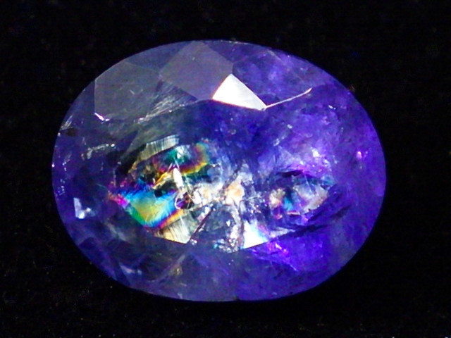 【正規品直輸入】 ★虹フラッシュ★バイオタンザナイトファセットカット★3.10ct/10.1mm★天然石黝簾石★オーバルカボションルース裸石宝石ケース入れkamesan タンザナイト