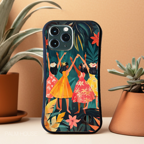 【耐衝撃グリップケース】Hawaiian Girls iPhone  スマホケース ハワイ ハワイアン フラ 4枚目の画像