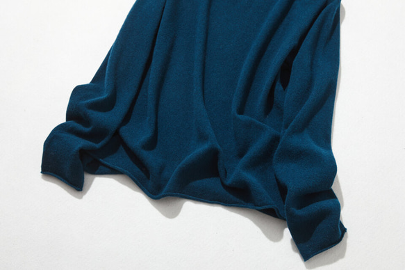 ★樣品僅售1件★100%羊毛針織衫接縫蕾絲製作方法奶茶孔雀藍221001-4 第3張的照片