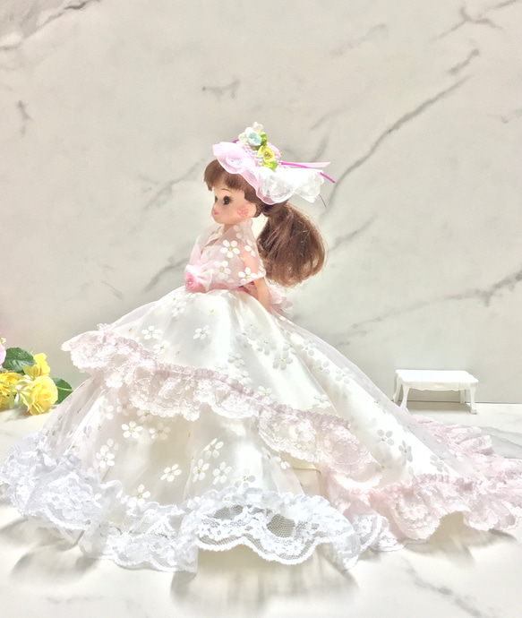 リカちゃん用可愛いさくら色の2wayドレス〜オーバースカート&パニエ付き 3枚目の画像