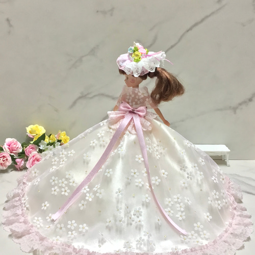訳あってお買い得！30～80％OFF リカちゃん用可愛いさくら色の2wayドレス〜オーバースカート スカート