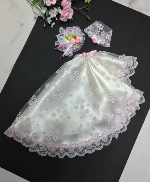 リカちゃん用可愛いさくら色の2wayドレス〜オーバースカート&パニエ付き 18枚目の画像
