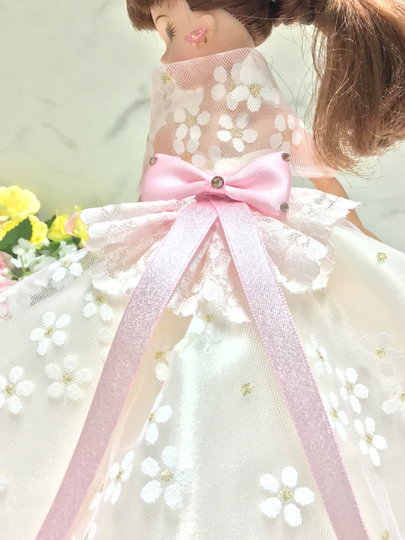 リカちゃん用可愛いさくら色の2wayドレス〜オーバースカート&パニエ付き 11枚目の画像