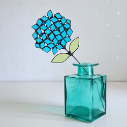 ☆ 送料無料 ステンドグラス お花 ☆紫陽花 ブルー フラワー