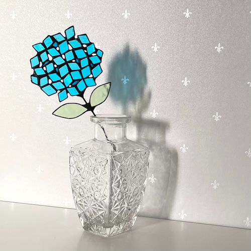 ☆ 送料無料 ステンドグラス お花 ☆紫陽花 ブルー フラワー
