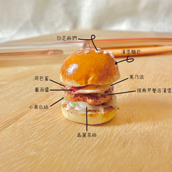 【二諾手作】袖珍模型DIY體驗組材料包：早餐店漢堡蛋（小） 第2張的照片