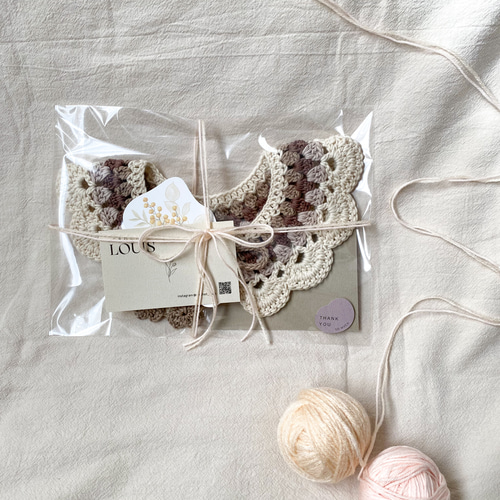 かぎ編みつけ襟 : cafe series【milk】 つけ襟 かぎ編み スタイ ベビー