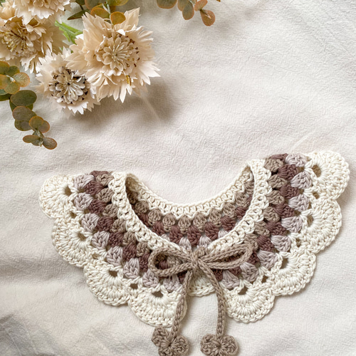 かぎ編みつけ襟 : cafe series【milk】 つけ襟 かぎ編み スタイ ベビー