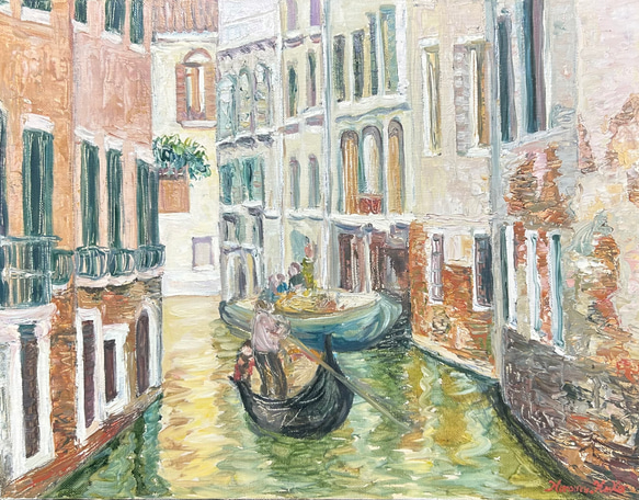 運河を行く(イタリア、ヴェネツィア、油絵Ｆ６号、原画一点物) 6枚目の画像