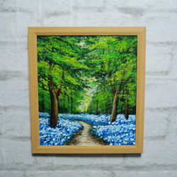 油絵 油彩 油彩画 絵 絵画 【森の中の青い花】 絵画 HR 通販