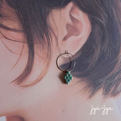 【新作】foop earrings ＊ turquoise diamond shape 4枚目の画像