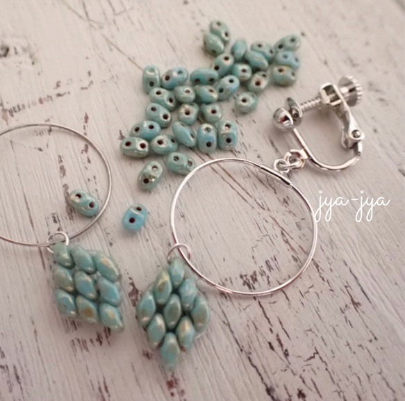 【新作】foop earrings ＊ turquoise diamond shape 1枚目の画像