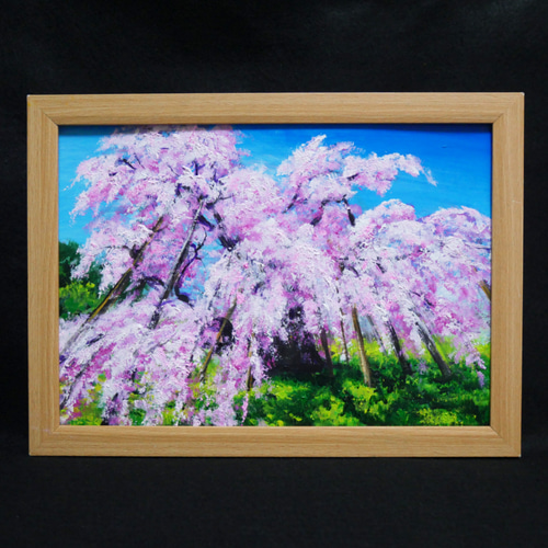 油絵 絵画 【桜並木の道】 絵画 HR 通販 15554172｜Creema