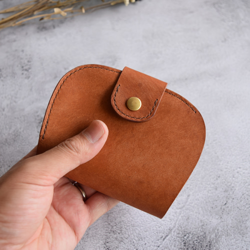 二つ折り丸財布 本革 ｲﾀﾘｱﾝﾚｻﾞｰ Brown ブラウン 二つ折り財布 ATELIER