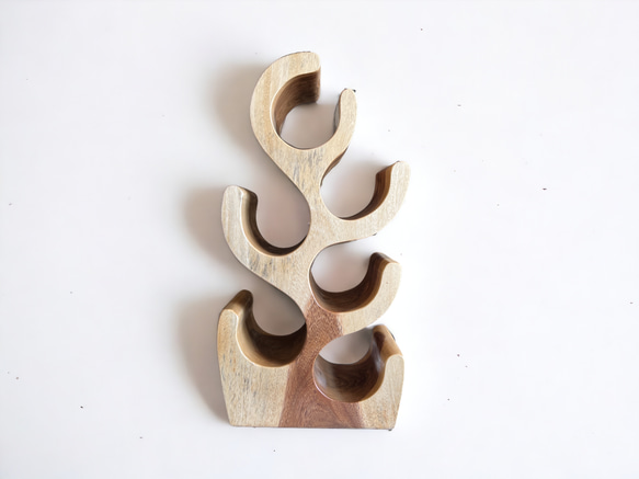 Suar Wood bottle rack モンキーポッド　家具　収納 ワインラック　無垢材 木製　ナチュラル 7枚目の画像