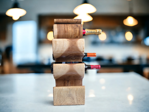 Suar Wood bottle rack モンキーポッド　家具　収納 ワインラック　無垢材 木製　ナチュラル 10枚目の画像