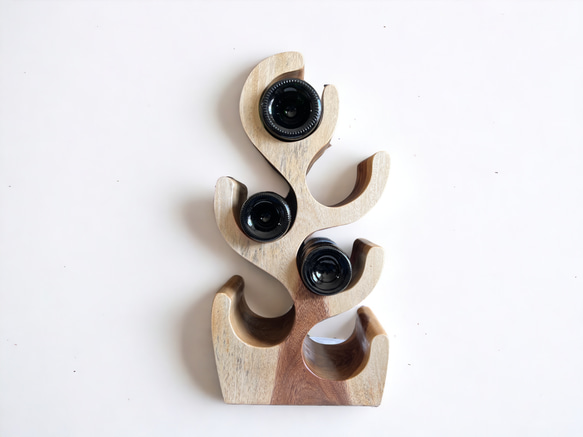 Suar Wood bottle rack モンキーポッド　家具　収納 ワインラック　無垢材 木製　ナチュラル 4枚目の画像