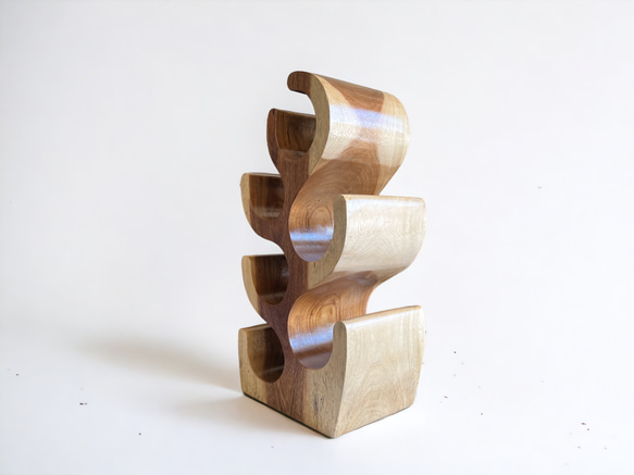 Suar Wood bottle rack モンキーポッド　家具　収納 ワインラック　無垢材 木製　ナチュラル 6枚目の画像