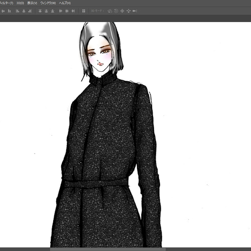 1点もの・デザイン画付き】アパレルブランド綿ポリ系ツイード風生地  