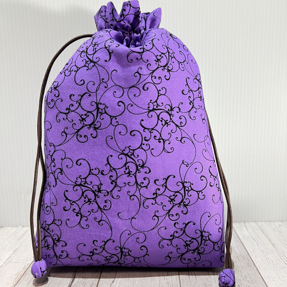 巾着　ロラライハリス　化粧ポーチ　小物入れ　紫　パープル 4枚目の画像