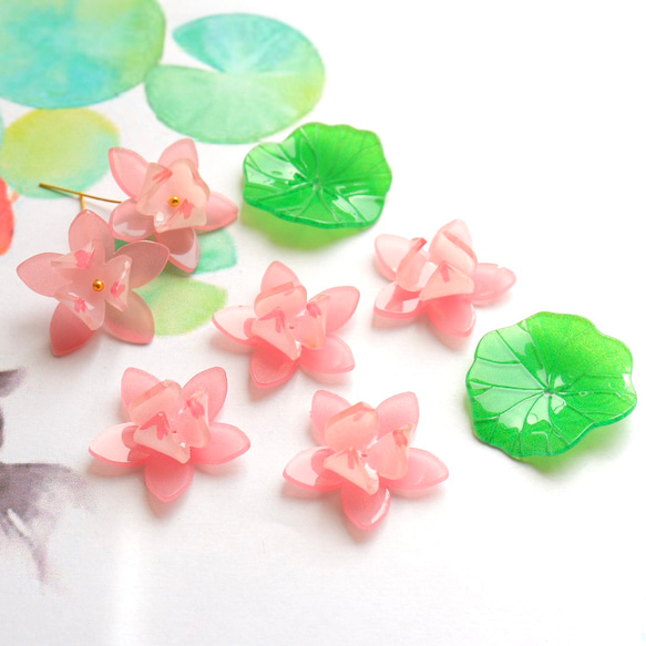 新バージョン☆立体お花のアクリルパーツ 蓮 蓮の花 睡蓮① その他素材