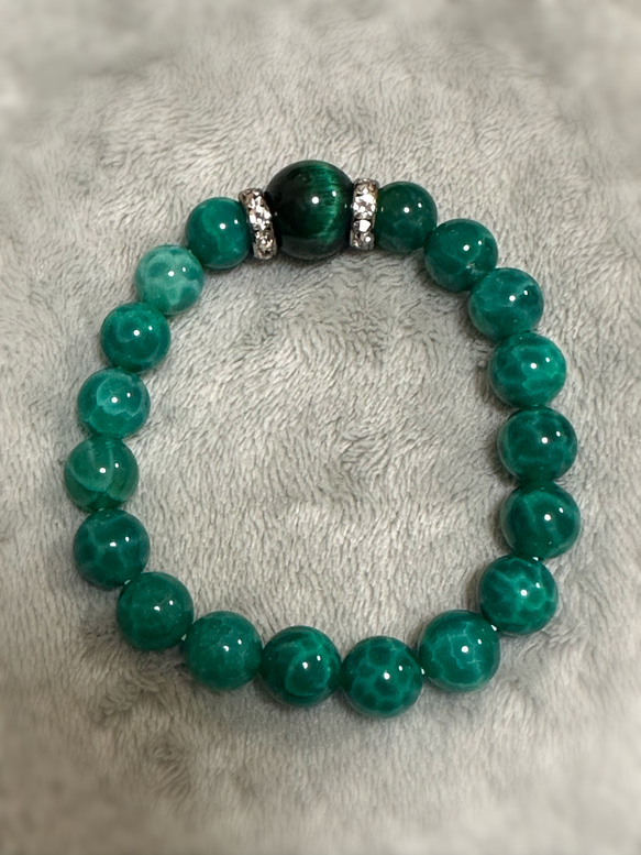 【メンズ用】ドラゴンアゲートとグリーンタイガーアイのお守り 1枚目の画像