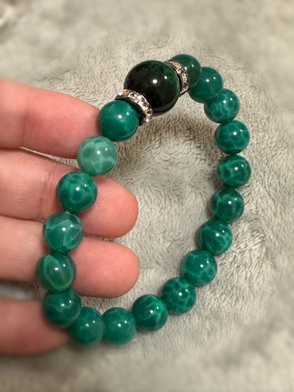 【メンズ用】ドラゴンアゲートとグリーンタイガーアイのお守り 2枚目の画像