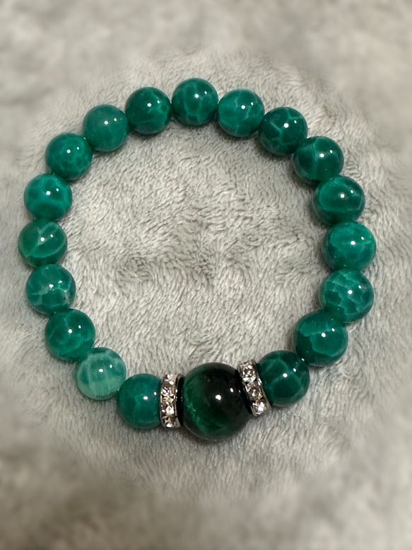 【メンズ用】ドラゴンアゲートとグリーンタイガーアイのお守り 4枚目の画像