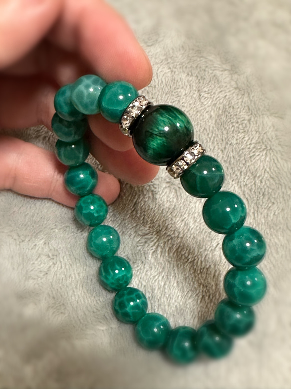 【メンズ用】ドラゴンアゲートとグリーンタイガーアイのお守り 3枚目の画像