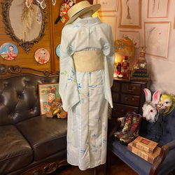 夏着物 ワンピース ドレス ハンドメイド リメイク 帯サッシュベルト SKW-1 6枚目の画像