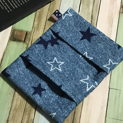星×デニムの2つ折りポケットティッシュケース 3枚目の画像