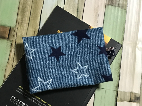 星×デニムの2つ折りポケットティッシュケース 2枚目の画像