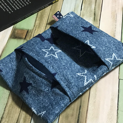 星×デニムの2つ折りポケットティッシュケース 4枚目の画像