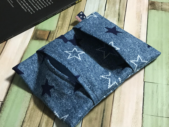 星×デニムの2つ折りポケットティッシュケース 4枚目の画像