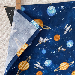 宇宙＆太陽系好きな男の子に！宇宙柄（ブルー）の給食袋・ランチョンマット 5枚目の画像