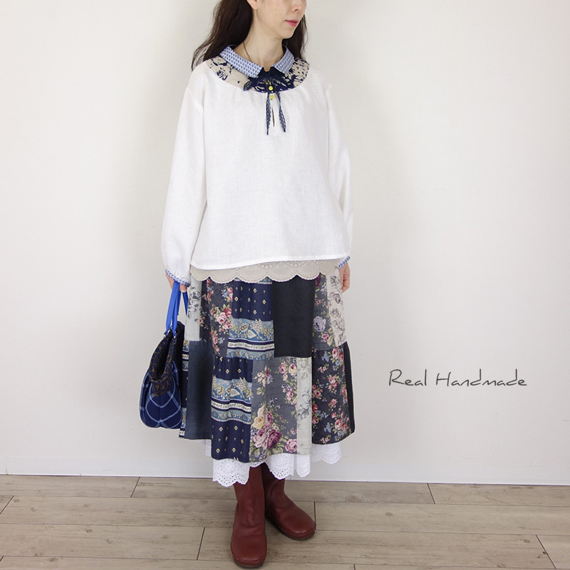 [予約販売] ヨーロッパオフリネンヨーク切替フラットカラーブラウス